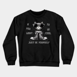 If You Want To Be Cool Just Be Yourself Funny Cat Crewneck Sweatshirt